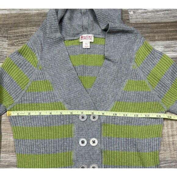 Mossimo Supply Womens Gray Green Striped Long Sleeve Hooded Sweater Size Large - Picture 9 of 14